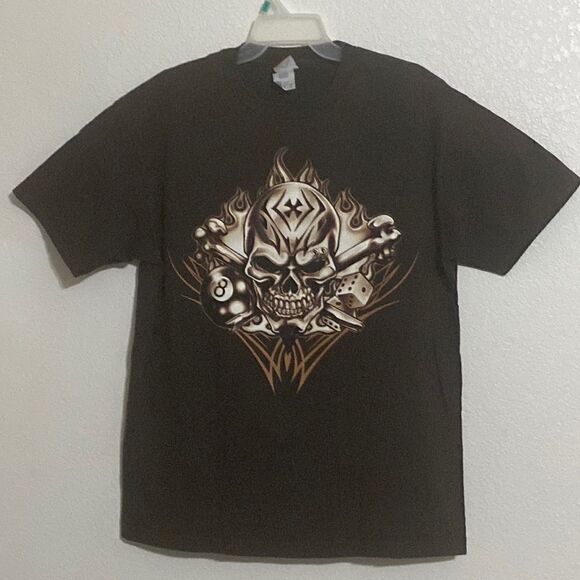 AAA Men’s Brown Cotton T Shirt with Skull Print Size L - Picture 1 of 4